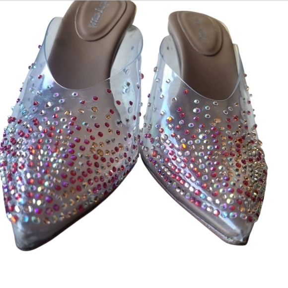Jeffrey Campbell Drizella Clear Embellished Crystal Mules Pointed Toe Heels Sz 8 - Picture 4 of 9
